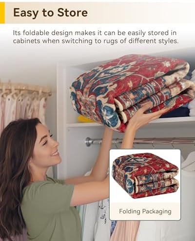 RELEANY Washable Area Rug, Runner 2'x8', Red/Blue - Image 5