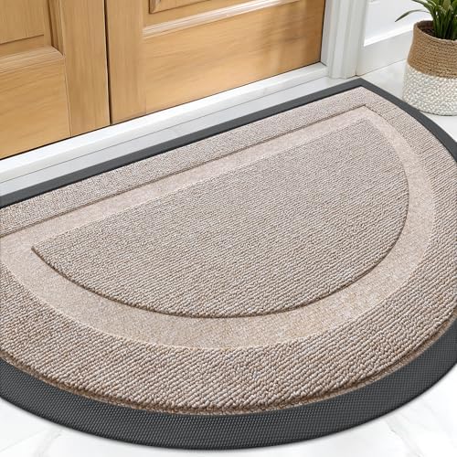 OLANLY Half Circle Front Door Mat Outside 29.5x17 All-Season Rubber Doormat by OLANLY
