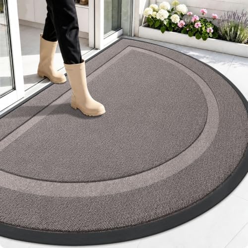 OLANLY Half Circle Front Door Mat Outside 59x34 All-Season Rubber Doormat by OLANLY