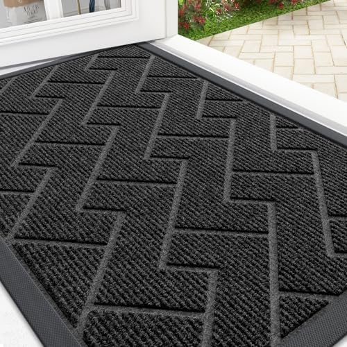OLANLY Front Door Mat Outside 29.5x17, All-Season Absorbent Rubber Doormat by OLANLY