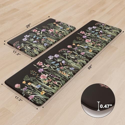 KIMODE Kitchen Mats Cushioned Anti Fatigue, Black Farmhouse Kitchen Rugs - Image 3