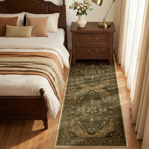 RELEANY Washable Area Rug, Runner 2'x5', Brown/Dark Brown - Image 2