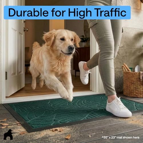 GORILLA GRIP WeatherMAX Door Mat, Indoor Outdoor Use, 60x24, Green Palm - Image 7