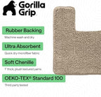 GORILLA GRIP Chenille Bath Rug Mat for Square Toilet Base, 24x19 Beige - Image 3
