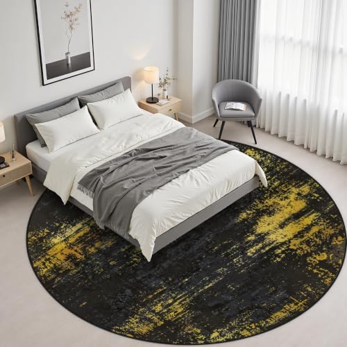 Round Area Rug Living Room: 4 ft Modern Washable Indoor Carpet - Image 4