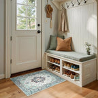RELEANY Washable Area Rug, Small 2'x3', Teal Green/White/Navy - Image 5