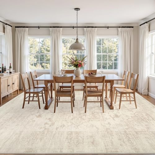 10x12 Area Rugs Living Room: Bedroom Washable Carpet Beige/Brown - Image 3