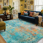 RELEANY Washable 8'x10' Abstract Area Rug for Living Room Teal Multi - Image 3