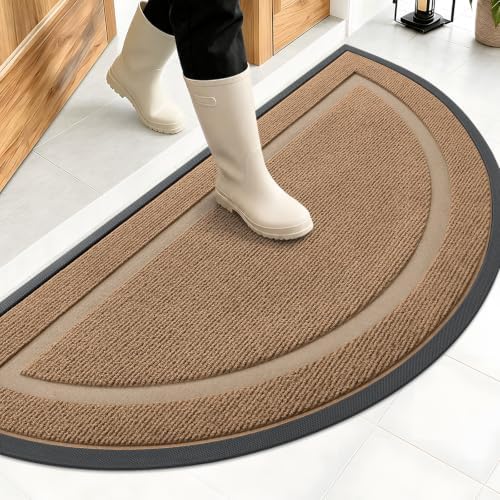 OLANLY Half Circle Front Door Mat Outside 47x23 All-Season Rubber Doormat by OLANLY