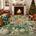 RELEANY Washable 6'x8' Abstract Area Rug for Living Room Green Multi by RELEANY