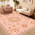 Vacuum-Friendly, 5x7 Washable Area Rug, Pink Gold Beige Red by meejou
