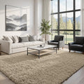 8x10 Fluffy Shag Area Rugs for Living Room Bedroom: Soft Carpet Gray Camel by CarpetAddColortoYourLife