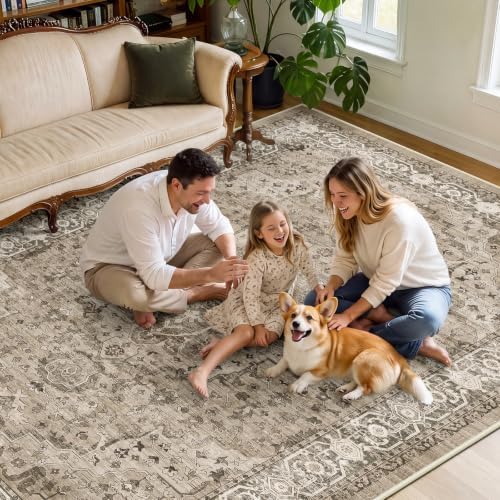 SameBed 6x9 Area Rug Living Room, Vintage Washable Carpet Brown - Image 4