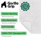 GORILLA GRIP Bath Rug Mat for Bathroom, Absorbent Chenille, 42x24 White - Image 2