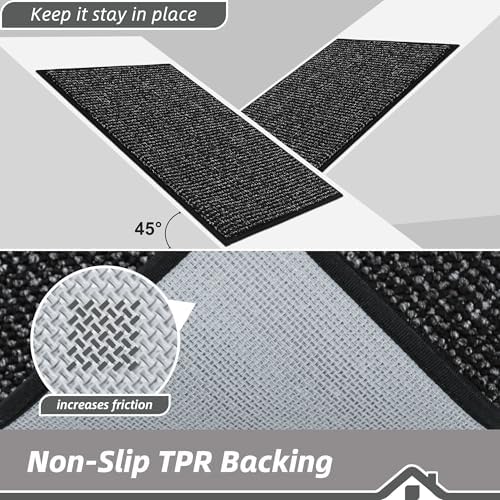 BEQHAUSE Dirt Trapper Door Mat 20" x 48", Non-Slip Washable Doormats, Black - Image 6