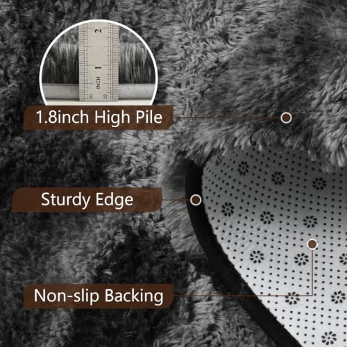 Noahas 2x10 Black Fluffy Soft Runner Rug Non-Slip for Bedroom Dorm Hallway - Image 6