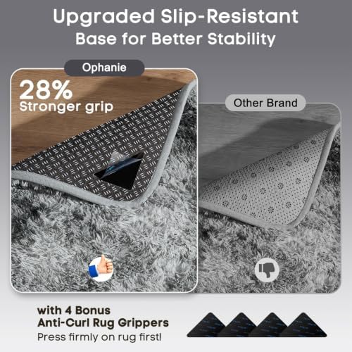 Ophanie Tie-Dyed Grey Area Rugs 2x6 for Bedroom Living Room, Light Gray Fluffy Shag Fuzzy Carpet,Plush Shaggy Rug,Indoor Carpet for Kids Boys Dorm Home Decor Aesthetic, Nursery with 99 pcs Pile fibers - Image 4