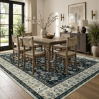 5x7 Area Rug for Living Room, Non-Slip Washable Large Carpet, Black Brown - Image 2