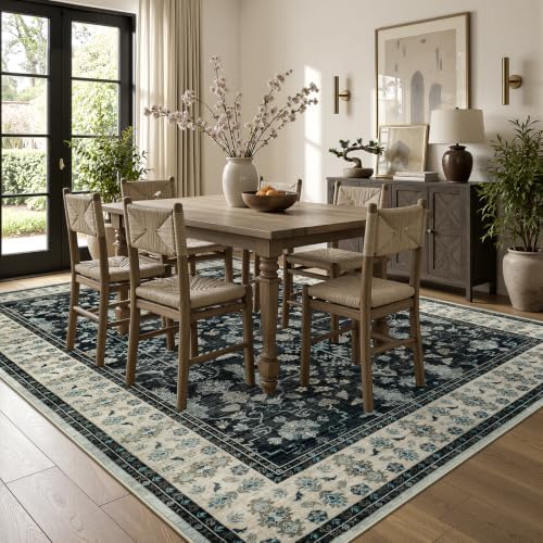 5x7 Area Rug for Living Room, Non-Slip Washable Large Carpet, Black Brown - Image 2