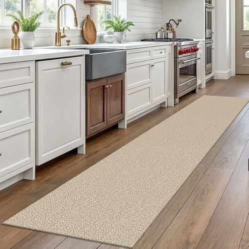EARTHALL Washable Runner Rug 2x10 Ft Non Slip Runners for Hallways Long Cotton Rubber Backed Kitchen Runner Braided Indoor Floor Carpet Runners for Entryway, Hallway, Kitchen, Send/Beige - Image 6