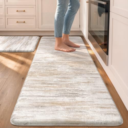 KIMODE Kitchen Mats Cushioned Anti Fatigue, Abstract Kitchen Rugs Sets of 2 by StayinComfortCookwithJoy