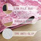 Area Rug 4x6 Pink Rug Washable Boho Rugs Non Slip Low Pile Abstract Small Carpet for Entryway, Bedroom, Kitchen, Classroom, Kids Room, Office, Dorm, Dining Room - Image 6