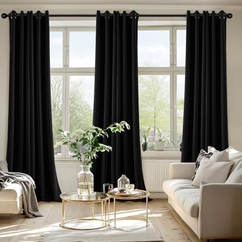 MIULEE Blackout Curtains for Bedroom 2 Panels 40 x 90 Inch Long Black - Image 6