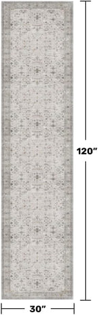 Boho Washable 10ft Long Runners for Hallways, Light Gray & Sage 2'6"x10' Wide Kitchen Runner Rug, Vintage Entryway Indoor Rug, Non-Slip Stain Resistant Low Pile Throw Rug - Image 2