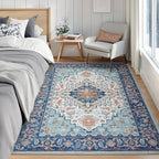 Lofus 6x9 Area Rugs for Living Room Bedroom, Soft Boho Carpet Floral Blue - Image 3