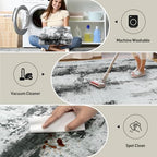 10x14 Area Rugs for Living Room: Washable Abstract Black White Grey Carpet - Image 4