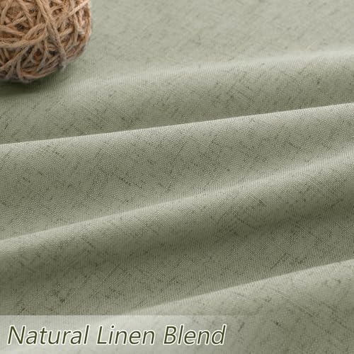 Guken 100% Blackout Sage Green Linen Curtains 45 Inch Long 2 Panels - Image 3