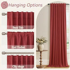 Guken Red 100% Blackout Linen Curtains 84 Inch Length 2 Panels Set for Living Room Bedroom Back Tab/Rod Pocket Thermal Insulated Black Out Drapes Room Darkening Window Curtains 84 Inches Long - Image 6