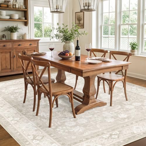 SameBed 6x9 Area Rug Living Room, Vintage Neutral Washable Carpet Beige - Image 2