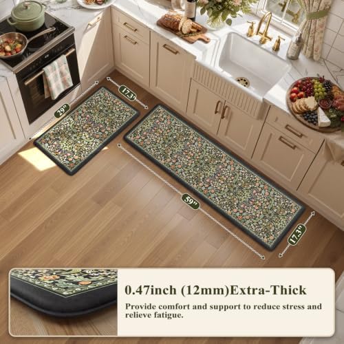 Collive Anti Fatigue Mats for Kitchen Floor, Padded Runner Rugs Sets of 2 - Image 2