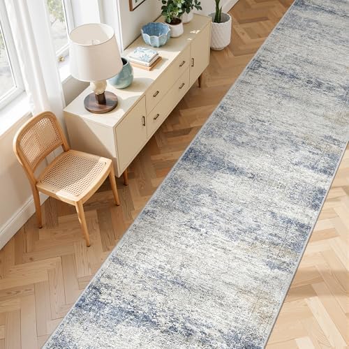 2'6 x 16' Runner Rug Non Slip,Washable Kitchen Rugs,Blue - Image 5
