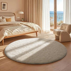 Ophanie Round Rug 4Ft Ivory Circle Area Rugs, Fluffy Fuzzy Small Bedroom Carpet 4 foot, Plush Shag Floor Cream Living Room Christmas Circular Aesthetic Decor for Kids Teen Boys Baby, Nursery,Classroom - Image 5