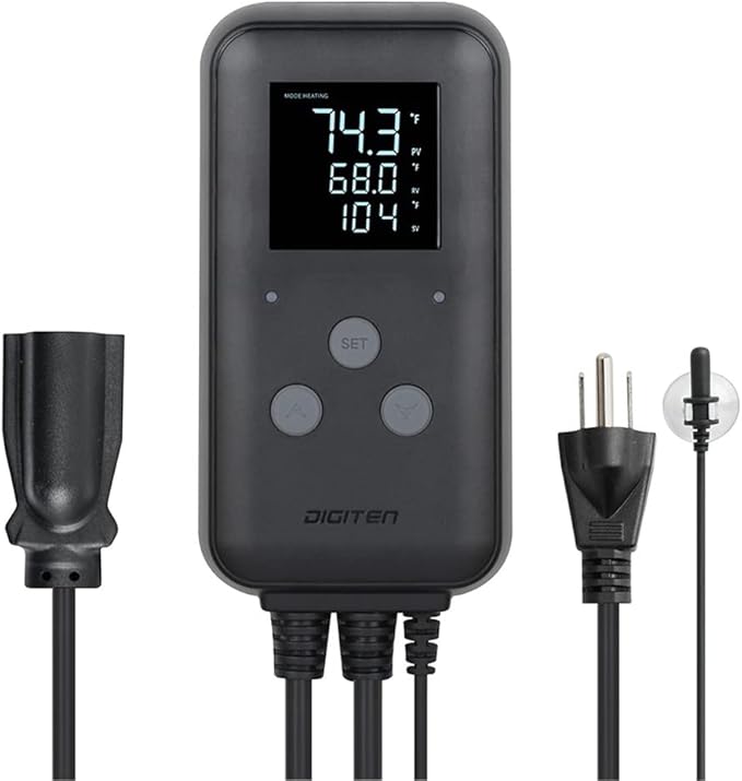 SENSTREE Greenhouse Temperature Controller Digital Waterproof Thermostat for Home Brewing, Fermentation, Breeding, Incubation, Terrarium, Heating & Cooling, 110V 10A 1100W