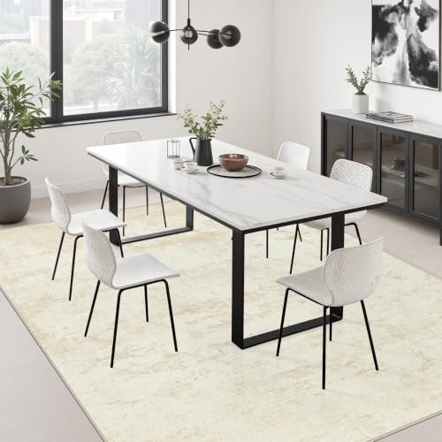 10x12 Area Rug Living Room: Modern Washable Indoor Carpet Beige - Image 4