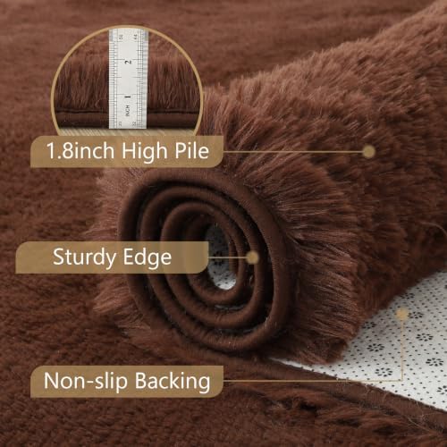 6x9 Large Brown Fluffy Soft Area Rug Non-Slip for Living Room Bedroom - Image 6