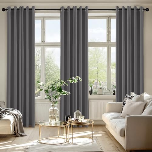 MIULEE Blackout Curtains for Bedroom 2 Panels 40 x 84 Inch Long Gray - Image 6