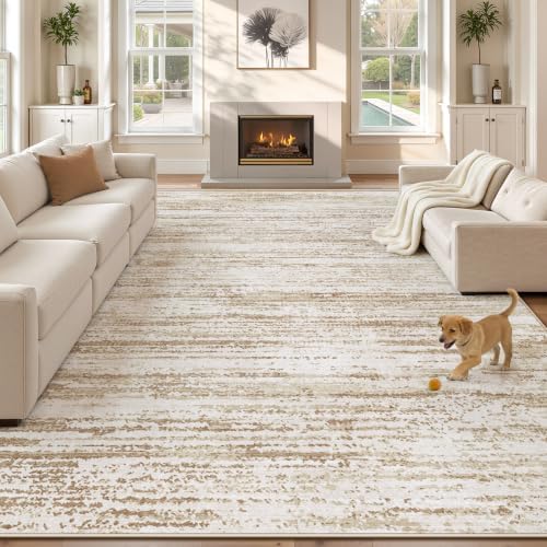 Area Rug 8x10 Living Room Rugs: Washable Modern Rug Large Non-Slip Soft Rugs Stain Resistant Printed Rug Indoor Carpet for Bedroom Kitchen Dining Room Nursery Playroom Home(Brown, 8'x10') by ZomfyRugs