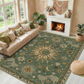 Vacuum-Friendly, 9x12 Washable Area Rug, Green Brown by meejou
