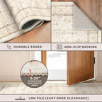 Beige Floral 3X12 Washable Long Hallway Runner Rug, Non-Slip Low-Pile Farmhouse Kitchen Rug, Neutral Vintage Distressed Oriental Carpet, Non-Shedding, Stain & Fade Resistant Home Décor - Image 4