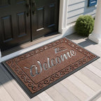 Yimobra Welcome Mat, Heavy Duty Sturdy Door Mats for Home Entrance Outdoor Indoor, Front Doormat for Outside Patio Floor Entry Porch Garage Office, Waterproof, Low Profile, 47X32 Inches, Maroon by Yimobra