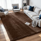 8x10 Fluffy Shag Area Rugs for Living Room Bedroom: Soft Plush Carpet Brown - Image 3