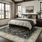 RELEANY Washable Area Rug, 7'x9', Black/Vintage/Beige - Image 2