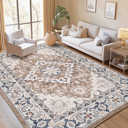 Lofus 8x10 Area Rugs for Living Room Bedroom, Soft Boho Carpet Floral Brown - Image 3