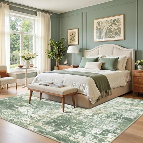 RELEANY Washable Square 8'x8' Area Rug for Living Room Light Green - Image 7