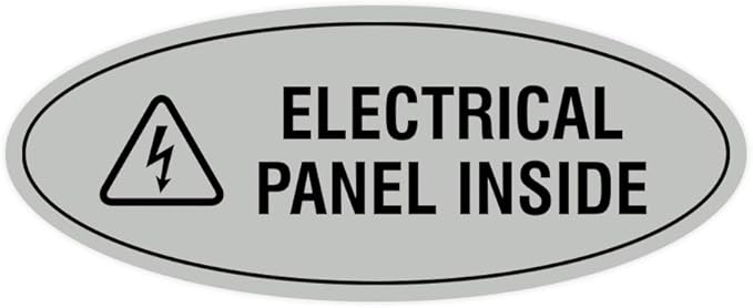 Signs ByLITA Oval Electrical Panel Inside Sign (Lt Gray) - Large