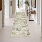 2.6x10 Washable Runner Rug:Modern Abstract Soft Carpet Ash Brown by FXRHLP